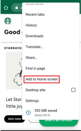 Bước 2: chọn Add to Home screen